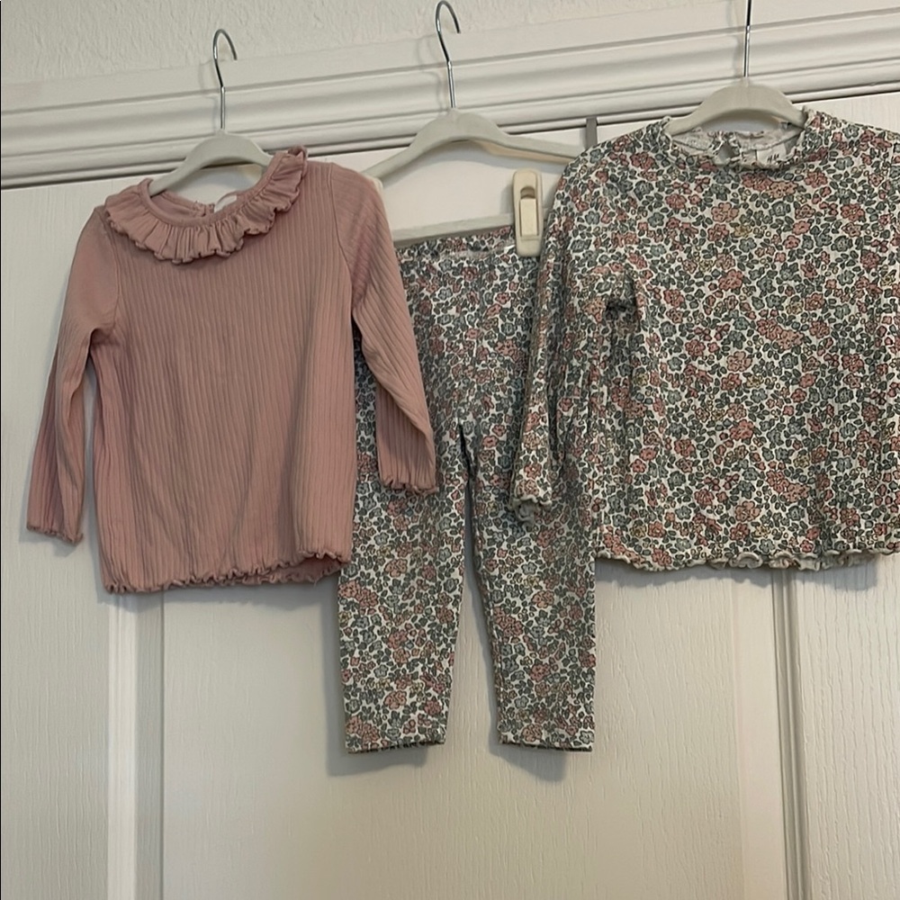 Pink Ruffle Top and Floral Outfit Set